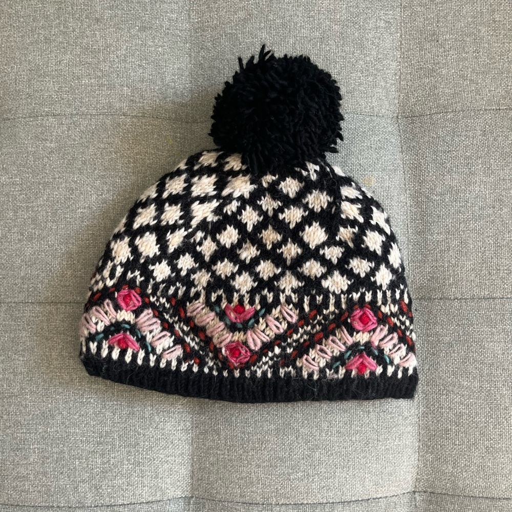 Anthropologie Knit Pom Pom toque